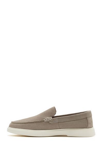Derimod Men's Beige Suede Leather Casual Loafer 25Sfd 707610