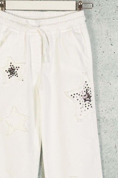 wakawakakidsstore Дівчачі джинси з аплікацією у вигляді зірок та паєтками - білі