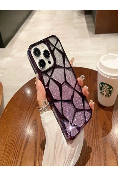 madamcase İPHONE 15 PRO MOR SİMLİ PRİZMA TELEFON KILIFI