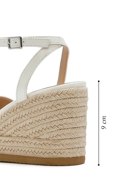 Derimod Sandale espadrille cu toc cu pană, cu cataramă albă, pentru femei 25SFE 482318