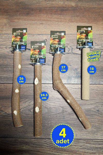 Vixpet 4 Pieces Parrot Perch Set - Sand Perch M415