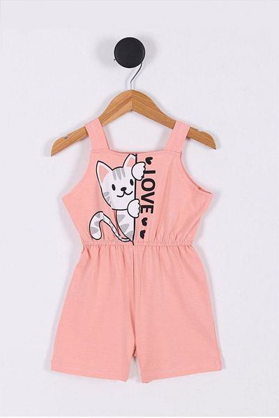 asiltr Girl's Jumpsuit - Cat Printed - Delicate Color
