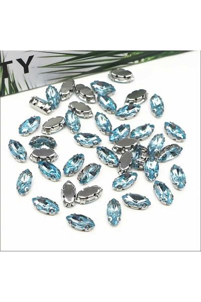 yiğit aksesuar Open Blue Case Strut Shuttle Glass Stone Set 20 Pieces