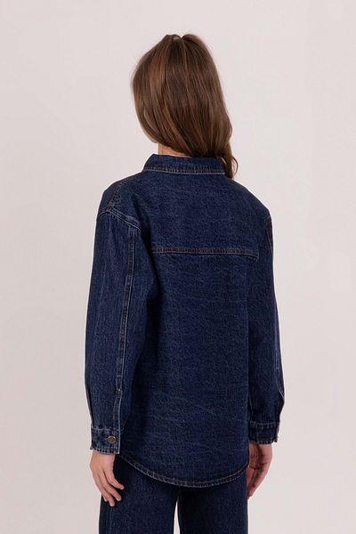 wakawakakidsstore Cămașă de blugi pentru fete cu aplicații de stea și închidere cu nasturi - bleumarin