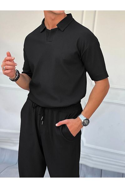 viperkombin Ribbed Polo T-Shirt and Trousers 2-Piece Combination Lycra