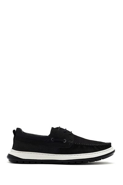 Derimod Men's Black Lace-Up Nubuck Leather Casual Shoes 25Sfd6810V3
