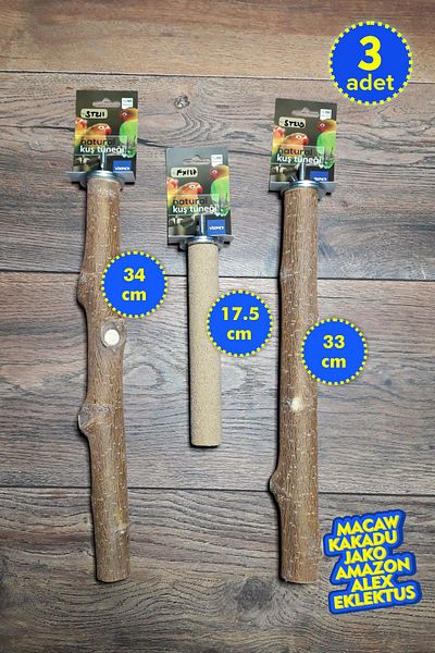 Vixpet 3 Pieces Parrot Perch Set - Sand Perch |   Macaw, Cockatoo, Jako, Amazon, Eklektus, Alex - M419