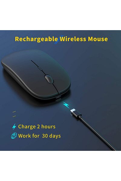 Choice ماوس ألعاب لاسلكي قابل لإعادة الشحن، هادئ وساحر، مناسب لأجهزة الكمبيوتر المحمولة والأجهزة اللوحية، مع بطارية