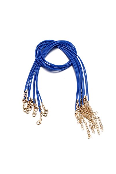 Choice 50 سم × 1.5 مم أزرق 10 قطع 1.5 مم جلد يدوي الصنع مع مشبك جراد البحر حب...