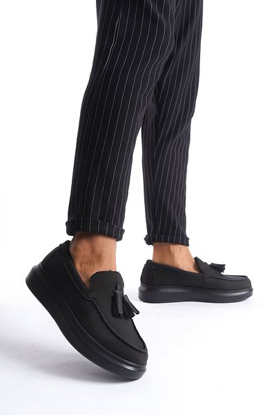 Joy Man J154 Blaze Laceless Tassel Linen Ανδρικά καθημερινά αθλητικά κλασικά παπούτσια KST - Μαύρα
