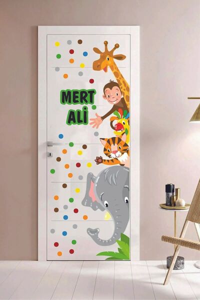 KT Decor Safari Hayvanları Kapı Dolap Çocuk ve Bebek Odası İsme Özel Sticker ...