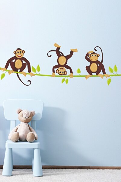 KT Decor 3 Мавпи Брати Дитяча кімната Настінна наклейка CS-824