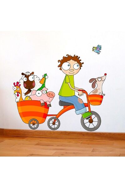 KT Decor Autocolant de perete pentru camera copiilor cu biciclete