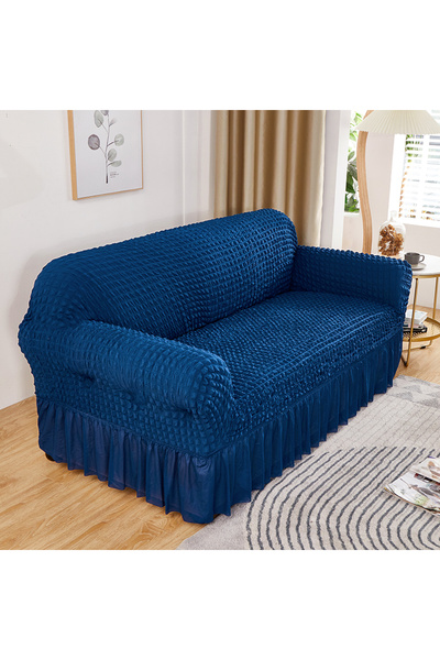 Choice غطاء أريكة أزرق مرن للغاية بشبكة فقاعية مقاس 1/2/3/4 مع حاشية تنورة، م...