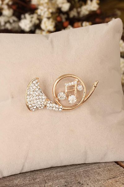 Skygo Zircon Stone Saxophone Figured Brooch - Tj-Brs262