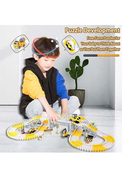 COOYA 343 PCS Construction Race Track Set for Kids, A Engineering Road Gifts for Boys Girls