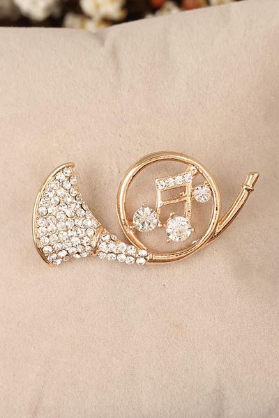 Skygo Zircon Stone Saxophone Figured Brooch - Tj-Brs262