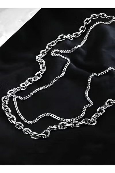 Generic مجموعة قلادة وسلسلة سوار أنيقة من DUNISO سلسلة سترة رائعة للرجال والنساء مجوهرات هدية