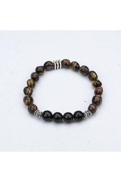 Skygo Oltu and Tiger Eye Stone Fishing Line Elastic Bracelet