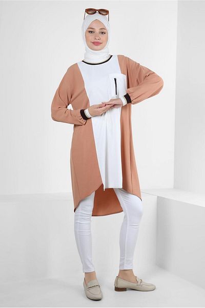 Alvina Two-Color Tunic with Elastic Cuffs 43914