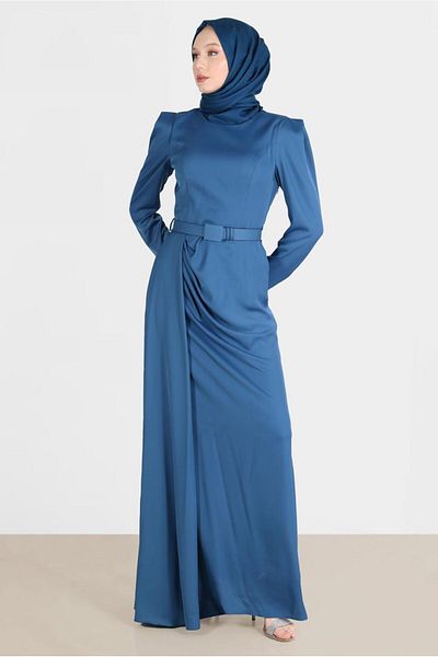 Alvina Βραδινό φόρεμα Hijab Satin - 50170