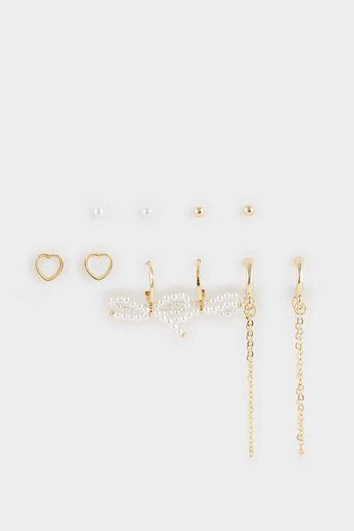 DeFacto Women's 5-Piece Gold Earrings F0743Axns