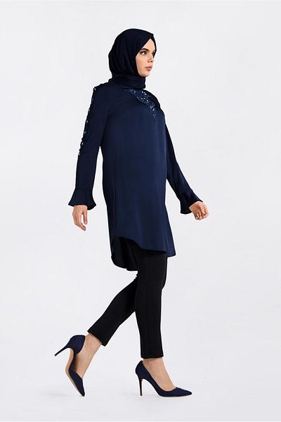 Alvina 4301 Model Guipure and Stone Detailed Tunic