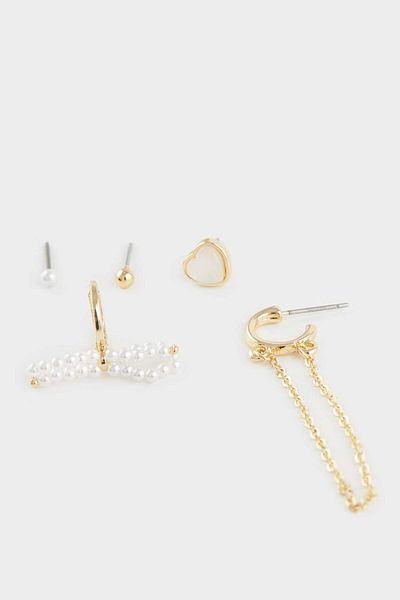 DeFacto Women's 5-Piece Gold Earrings F0743Axns