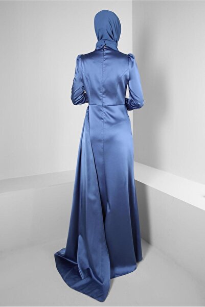 Alvina TAŞ İŞLEMELİ VOLANLI SATEN ABİYE ELBİSE 50359