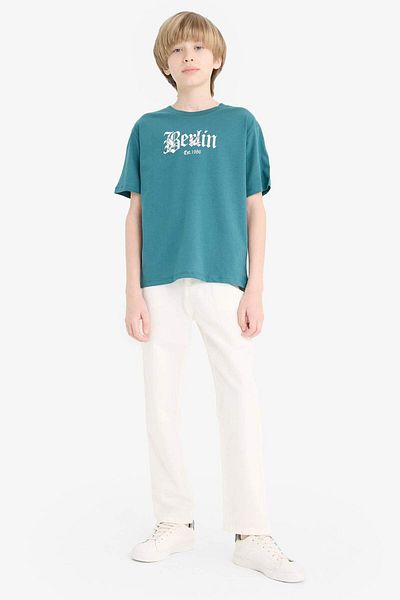 DeFacto Boy's Crew Neck Printed Short Sleeve T-Shirt F0184A825Sm