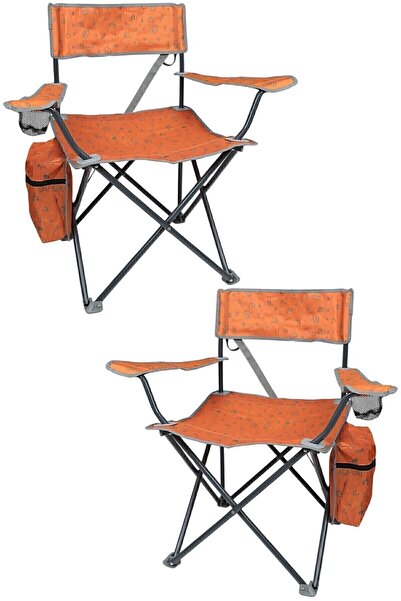 İronika Termal Cepli Katlanır Plaj Piknik Kamp Sandalyesi Rejisör Koltuğu Turuncu 2 Adet