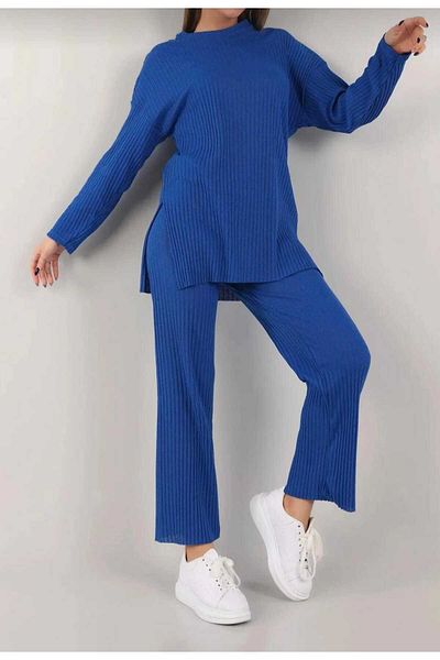 Ast giyim Hijab Ribbed Long Sleeve Bottom-Top Double Suit Blouse Trousers
