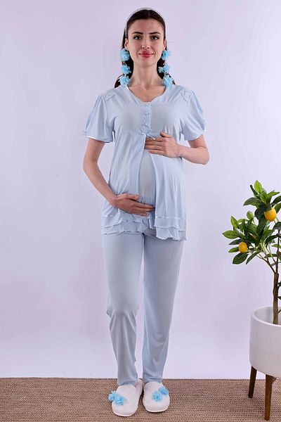 ByLohusa Set de pijamale de maternitate Effortt Blue