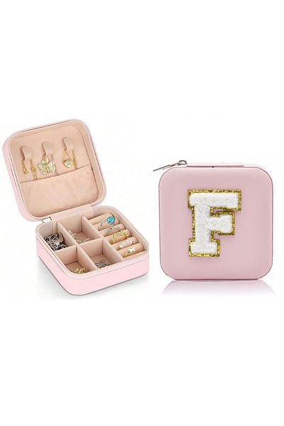 Choice PINK-F New creative letter jewelry box portable travel ring necklace earrings stud earrings earrings