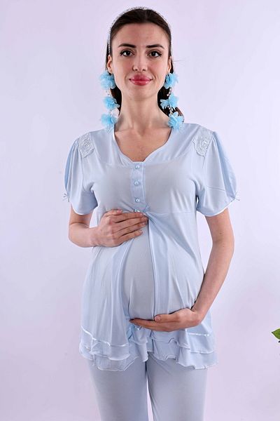 ByLohusa Set de pijamale de maternitate Effortt Blue