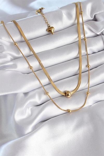 Clariss 316L Steel Gold Color Italian Chain Model Heel Detail Women's Necklace