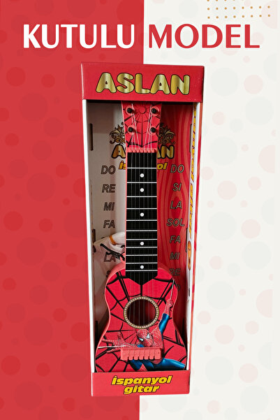 BambaPaw 48 cm Oyuncak İspanyol Örümcek Adam Gitar - 6 Telli Örümcek Adam Çocuk Gitarı Askı Aparatı Hediye