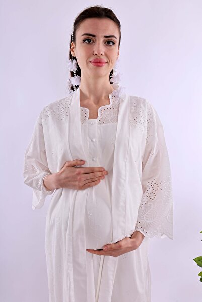 ByLohusa Effortt Ecru Scalloped Maternity Maternity Set