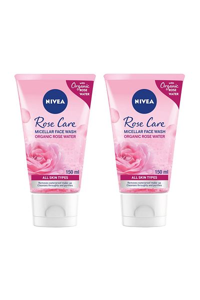 NIVEA Face Wash Micellar Rose Care With Organic Rose Value Pack 2 x 150 ml