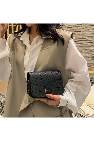 ETG New Lattice Fashion One-shoulder Diagonal Bag Chain Bag