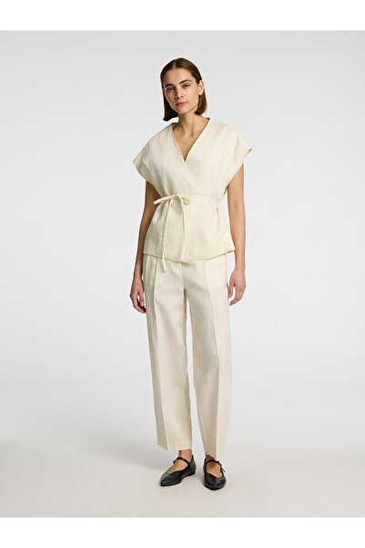 Selected Femme Barrel Fit Hosen 100% Leinen