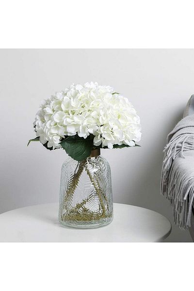 COOYA 3-pack artificial hydrangeas, 21 inches, real touch, separable, for party or home decoration, white