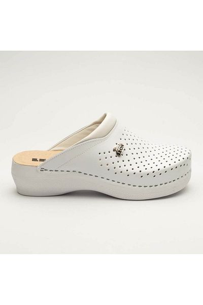 leon Medical clogs, unisex, leather, white, Leon PU100