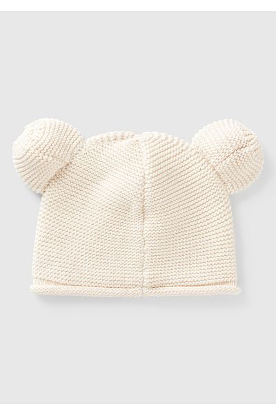 United Colors of Benetton Baby Ecru Animal Embroidered Ear Appliqued Crochet Hat