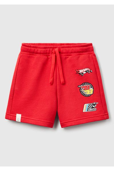 United Colors of Benetton Boy's Red Hot Wheels Printed Label Logo Shorts
