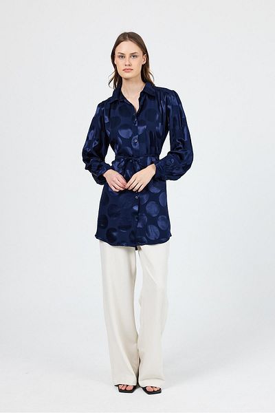Rays Laci Polka Dot Pattern Rope Lacing Detailed Tunic 4690A