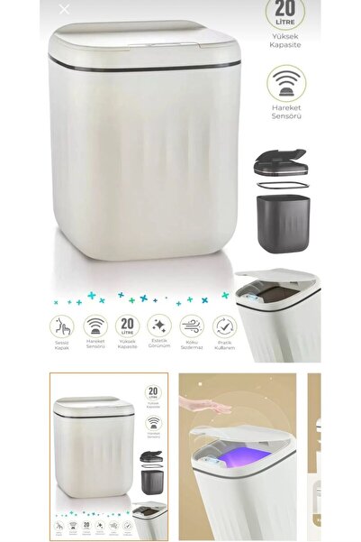 Genel Markalar Sensörlü Çöp Kovası Mutfak Banyo Ofis 20l Uv Işık Antibakteriy...