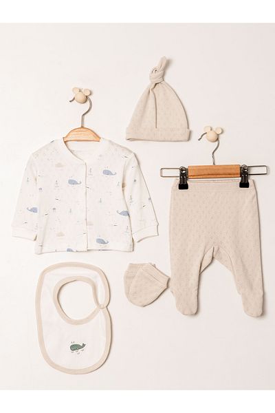 Kidaxi Jacquard Printed Baby Boy 5-Piece Hospital Release Set