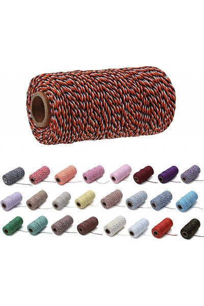 Gbrand cotton cord, macrame, orange/white/black, 91.4 m x 2 mm