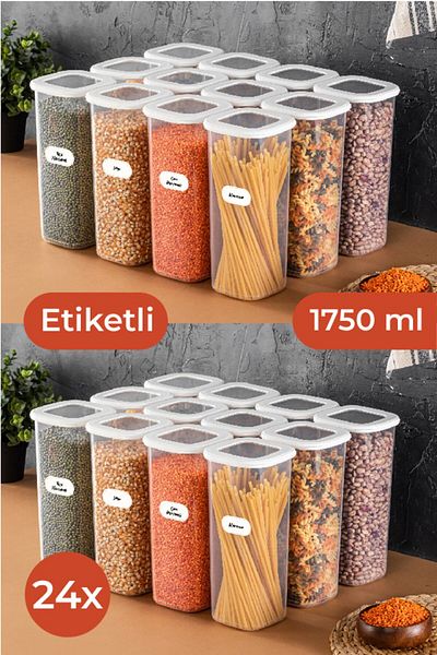 Vienev Labeled Foly Square Food Storage Container Set of 24 1.75 Large Size White